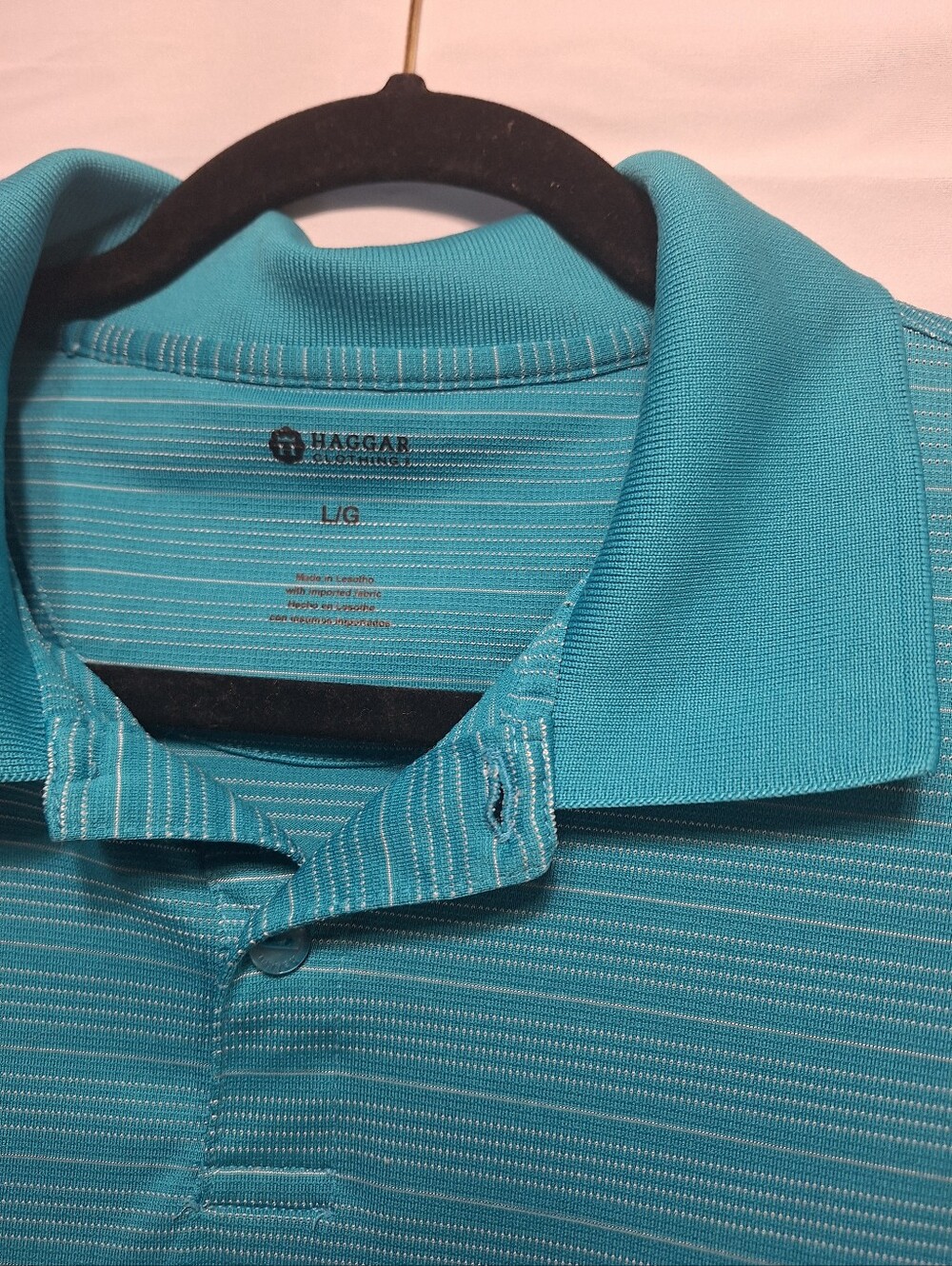 Men's Haggar Teal Short Sleeve Performance Polo Size Large - Picture 3 of 3